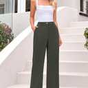 CFLONGE Women Wide Leg Sweatpants Casual Solid Color Corduroy Work Pants Comfy Lounge Jogger Baggy Trousers Pant with Pockets (12, Army Green)