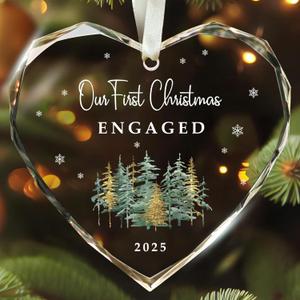 Engagement Gifts for Couples - Engagement Gift for Women, Her, Bride to Be - Newly Engaged Gifts for Her - Just Engaged Gift for Her, Friends, Fiance - Glass Our First Christmas Ornament 2025