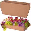 4 Pcs 30 Inch Fabric Plant Window Box Liners Rectangle Non-Woven Planter Basket Liner Insert Brown for Outdoor Garden Fence Wall Railing Hanging Flower Pot, Moisture Retention