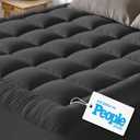 Niagara Sleep Solution Cloud-Like Queen Mattress Topper - 100% Cotton Top Mattress Pad for Back Pain Relief - Breathable & Naturally Cooling for Hot Sleepers, Dark Gray
