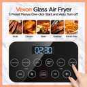 4.5QT Large Glass Air Fryer See-Through Glass Window, Non Toxic, 360 Hot Air and Auto Shut-Off for Crispy Food, Temperature Control Dishwasher Safe, 14"Dx11"Wx12"H