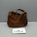 COACH womens Polished Pebble Leather Lana Shoulder Bag (One Size, Warm Brown Suede)