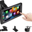 Portable Car Radio Stereo Audio Receiver with Wireless Carplay&Android Auto, 7 FHD IPS Touchscreen, 1080P Backup Cam, Siri, Google Voice, FM, Bluetooth, GPS Navigation, Aux, TF Card TTXSCAM T86