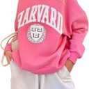 Womens Graphic Sweatshirts Oversize Crewneck Sweatshirt Long Sleeve Drop Shoulder Fleece Pullover, Size M, Pink