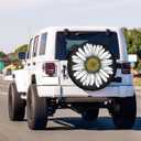 Daisy Flower Spare Tire Cover Dust-Proof Wheel Tire Cover Fit Trailer, RV, SUV and Many Vehicle 17 Inch