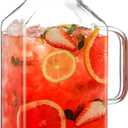 1 Gallon Square Glass Pitcher with Lid and Spout, Borosilicate Glass Carafe for Hot/Cold Drink, Water Pitchers with Handle for Fridge, Extra Large Jug for Iced Tea, Coffee, Juice, Beverage