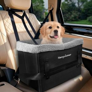 Dog Car Seat for Small Dogs, Dual Side Safe Straps Booster Seat for Small Pets up to 25lbs, Washable & Detachable(Black/Dark Grey)