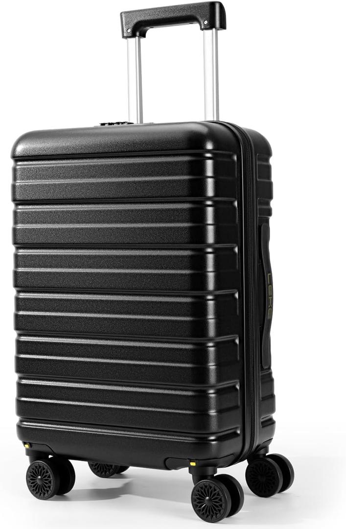 Lekesky 16 Inch Underseat Carry On Luggage Airline Approved, Small Hard Shell Suitcase with TSA Lock Spinner Wheels, Lightweight Personal Item Carry-On for Travel, Black