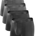 DAVID ARCHY Men's Underwear Modal Ultra Soft Trunks Second Skin Breathable with Support Pouch Boxer Briefs for Men Multipack (Black/Dark Gray-no Fly), XL