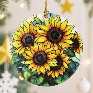 2 x Sunflower Christmas Tree Decorations, Christmas Ornaments, Keepsake Ornaments, Holiday Decor, Xmas Gifts, Gifts for Flower Lovers & Sunflower Lovers