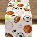 Linen Sports Ball Table Runner All Star Boy Happy Birthday Indoor Outdoor Party Table Cover Decoration Home Kitchen Dining Room 13 X 72inch