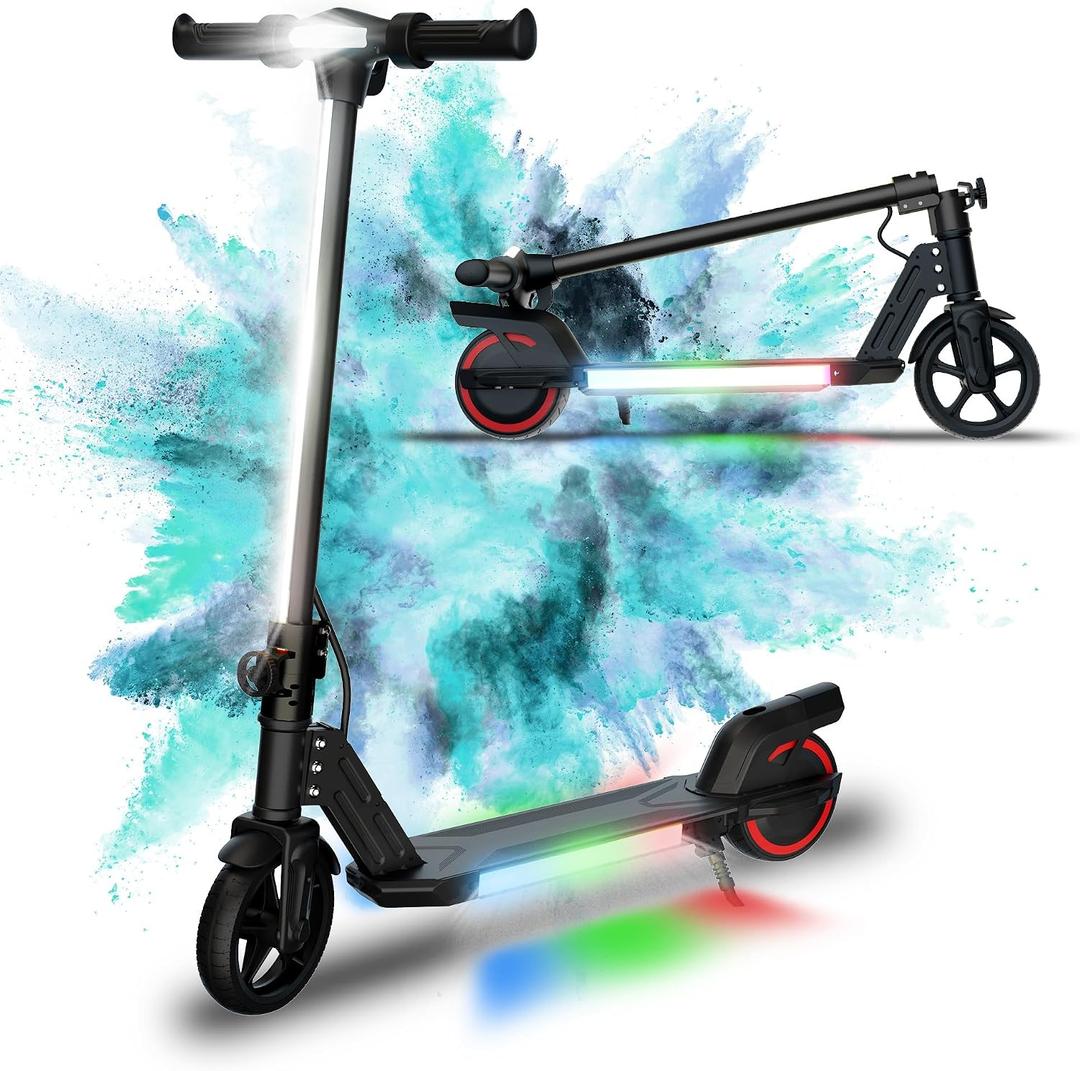 Foldable Electric Scooter for Kids, with Bright Front LED Lights,Shining Pedal, LED Display, Dual Brakes 150W Motor Kids Electric Scooter, UL2272 Certified