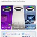 LEDIARY 20 Inch Low Profile Ceiling Fans With Lights, Led Bladeless Ceiling Fan, Remote Control Enclosed Flush Mount Ceiling Fan With Timming, 3000-6000K, 6 Wind Speed, 3000LM, 57W-Black RGB