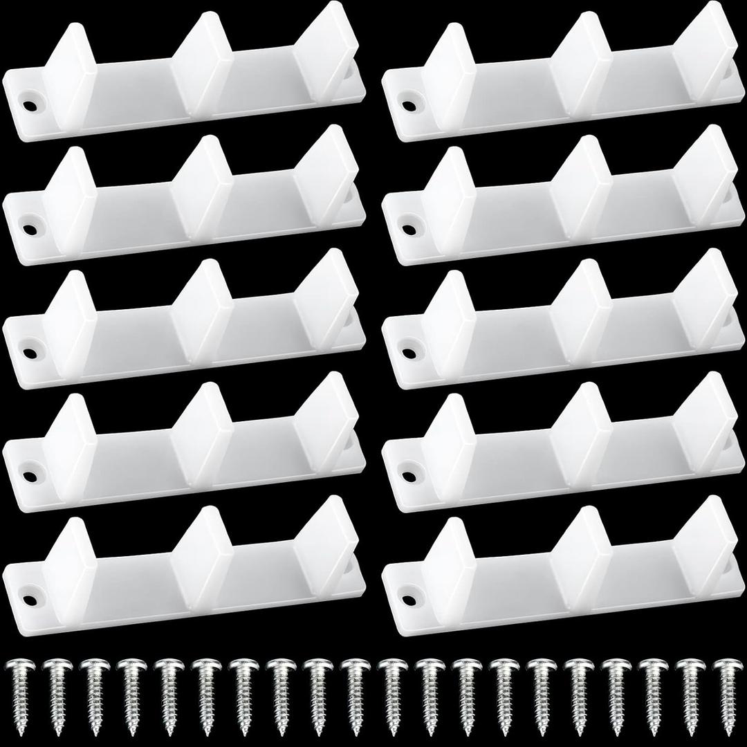 Jetec 10 Pieces Plastic Sliding Closet Door Guide Floor Bottom Guide Track Floor Mount Bypass 4-3/16, White