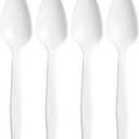 50 Medium-Weight Disposable Plastic Teaspoons - White