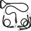 3 Dog Leash No Tangle Heavy Duty Detachable 360 Swivel Device Multiple Dog Leash with Padded Handle for Two/Three Pets (30-200 Lbs)