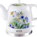 Ceramic Electric Kettle, 1.2L/1000W Boil Water Quickly and Easily,Boil-Dry Protection,Auto Shut Off, Detachable Swivel Base,Hot water kettle for Coffee & Tea