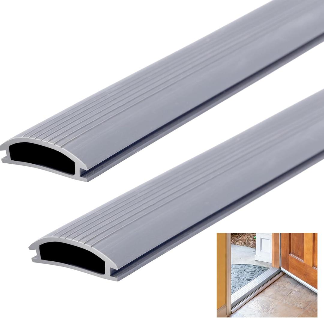 2 Pack 48 Inch Door Threshold Seal Vinyl Replacement Insert for Adjustable Height Aluminum Thresholds 1-5/16 x 3/8 Inch Gray Flexible Weather Stripping Under Door Seal for Exterior Front Back Doors
