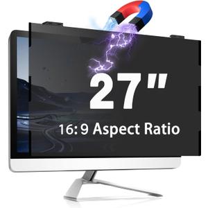 Magnetic Computer Privacy Screen, 27 Inch Removable Hanging Shield for Frameless Monitor 16:9 Widescreen, Anti Blue Light Filter, Anti-Glare Protector