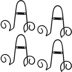 MOCOUM 4 Pack Wall Mount Plate Display Stands, Medium Wall Easel Holder Plate Hanger Vertical Plate Stand Holders, Wall Display Picture Frame Stand for Decorative Plates, Arts (Circle, 6 inch)