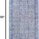 Superior Indoor Runner Rug for Living Room, Bedroom, Kitchen/Dining, Office, Unique, Cotton Backed Rugs, Boho Distressed Floral Home Floor Decor, Athena Collection, 2' 6" x 7' 6", Baby Blue