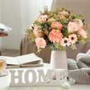 Erweicet Artificial Flowers 3 Bundles Fake Fall Flowers Pink Fake Roses Autumn Faux Flowers Silk Bouquets with Hydrangea Arrangement for Fall Wedding Party Bridal Baby Shower Home Decor(Champagne)