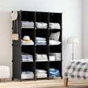 Closet Organizers and Storage, 12 Cube Storage Organizer, Portable Closet Organization Clothes Shelves for Kids, Closet, Bedroom, Bathroom, Office, Black