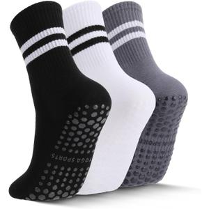 Striped Pilates Socks with Grips for Women (Black)