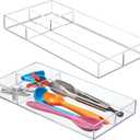 iDesign 4-Section Stackable Makeup Drawer Organizer for Cosmetics and Toiletries - Set of 2 - Clear
