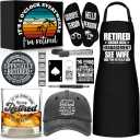 15 Pcs 2026 Retirement Gifts for Men Whiskey Glass Set, The Legend Has Retired, Funny Retired Supplies with 11 Oz Whisky Glass Coaster Stones Apron Baseball Cap Socks for Dad, Coworker, Boss, Grandpa