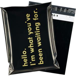 RUSPEPA Poly Mailer Shipping Bag with Self Sealing, Business Text Printed Design, 50 Packs 14.5 x 19 inches, Black