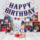 2 x Baseball Happy Birthday Banner - Baseball Sports Themed Happy Birthday Decorations Sign Baseball Party Banner Decorations Party Decor Supplies for Boys Girls (Blue)