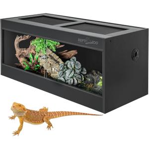 REPTI ZOO 68 Gallon PVC Reptile Terrariums, 48x18x18 Reptile Tanks Enclosure for Bearded Dragon Ball Python Snake Gecko, PVC Reptile Lounge Habitat with Glass Sliding Door & Top Screen Ventilation