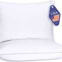 FluffCo Down Alternative Pillows King Size Set of 2 - King Bed Pillows for Sleeping - Made in USA - Cooling Surface and Machine Washable for Side, Back, and Stomach Sleepers (King (U.S. Standard))