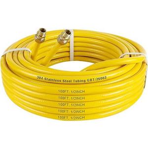 100FT CSST 1/2'' Gas Line 1/2in Flexible Gas Line, 100FT CSST Corrugated Stainless Steel Tubing Pipe, Natural Gas Hose Propane Pipe
