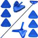 Dolanx Wall Mop Cleaner Long Handle 80 inches, 180° Folding Ceiling Washer Scrubber and Squeegee, Triangle Baseboard Cleaning Tool Duster with 6 Microfiber Chenille Pads for Painted Walls Window Floor