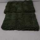 H.VERSAILTEX Extra Thick Chenille Striped Pattern Bath Rugs for Bathroom Non Slip - Soft Plush Shaggy Mats Floor, Indoor Entryway (Bronze Green, 32 x 20 Plus 24 17 Inches)