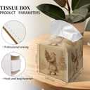 Grace Yonks Christmas Tissue Box Cover Square, Vintage Santa with Tree Sketch Design Cube Case for Facial Tissues, 5.2" PU Leather. (104)