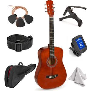 Classical Acoustic Guitar For Kids By MasterPlay- 30 Beginner Guitar For Learners- Accoustic String Guitar Starter Kit: Guitar Bag, Tuner, Strap, Extra Strings, Picks, Wash Cloth, Capo (Mahagnah) (Mahagonah)