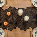 2 x Sioloc Halloween Table Runner, Black Lace Spider Web Table Runners for Masquerade Party, Creepy Table Cloth for Kitchen Indoor Dinner Table Festival Gatherings Decor (14x72inch)