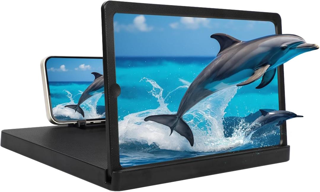 Big Screen Phone Magnifier, 2026 New 3D HD Screen Expander, Movie Screen Amplifier Foldable Phone Stand for Travel, Portable Magnifying Screen for Elderly (12 inch)