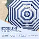 Tempera Heavy Duty High Wind Beach Umbrella with Sand Anchor & Carry Bag | Patio Outdoor Umbrella with Aluminum Frame and Push Button Tilt, Ideal for Travel Garden Lawn, UPF 60+