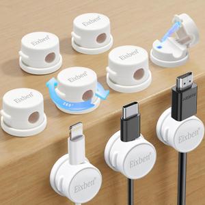 2 x 12 Pack Cord Organizer Holder,with a 8 mm (0.32 inches) Diameter, Accommodates Most Cables,Featuring a 360 Rotating Shaft,Cable Management Clips,for Home,Office,Car,Desk,Nightstand