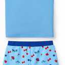 Disney Toddler Girls Two Pieces UPF 50+ Tankini Rash Guard Set Swimsuit (Blue)