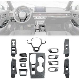 Center Console Moulding Trim for 2022-2026 Honda Civic 11th Gen with Steering Wheel Cover Air Outlet Trim Inner Door Bowl Cover Window Switch Panel Trim (Carbon Fiber Style)