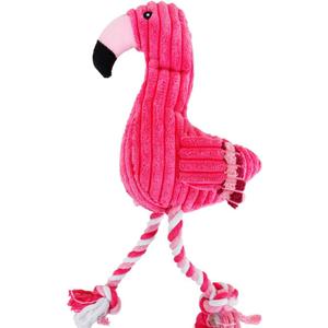 Dog Plush Toys, Cute Flamingo Durable Squeaky Teething Toys for Puppy, Interactive Stuffed Dog Chew Toys for Small-Large Dogs