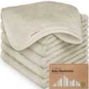 6-Pack Baby Washcloths – Soft Absorbent Viscose from Bamboo Washcloths for Face, Body, Baby Towels for Newborn, Kids, Toddlers, Infant, Gentle on Sensitive Skin, 10x10 Reusable Face Towels(Stone)