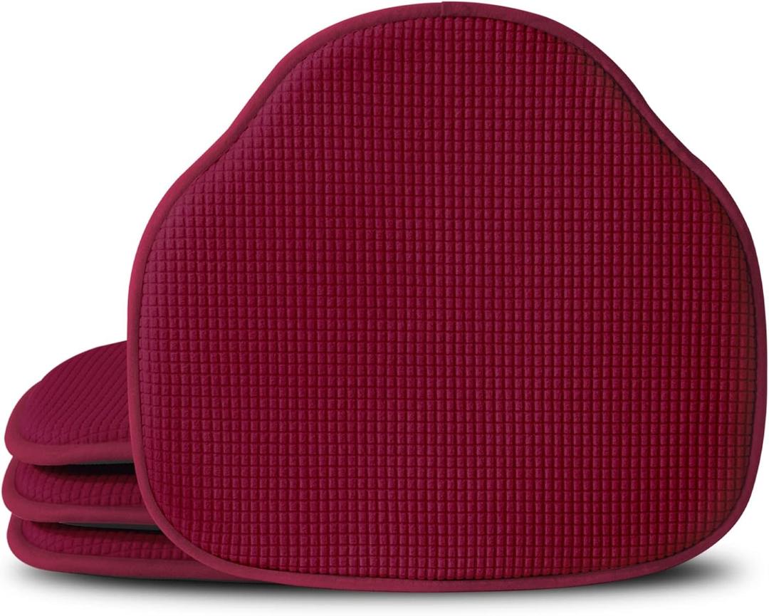 Shinnwa Windsor Chair Cushions Set of 4, Farmhouse Chair Pads for Dining Room, Non Slip Kitchen Seat Cushions, 4 Pack, 17 x 15.5 inches, Burgundy