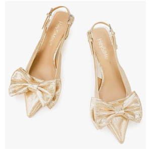 Heysimey Women's Bow Slingback Kitten Heels Size 8.6