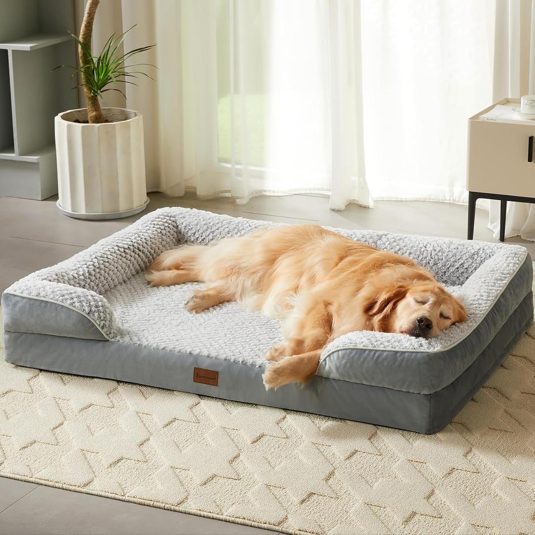 LEXTRO Orthopedic Dog Bed for Extra Large Dogs, Egg Crate Foam Bed for Extra Large Dogs, Equipped with Removable Waterproof Pillow Cover and Anti-Slip Bottom, Pet Bed